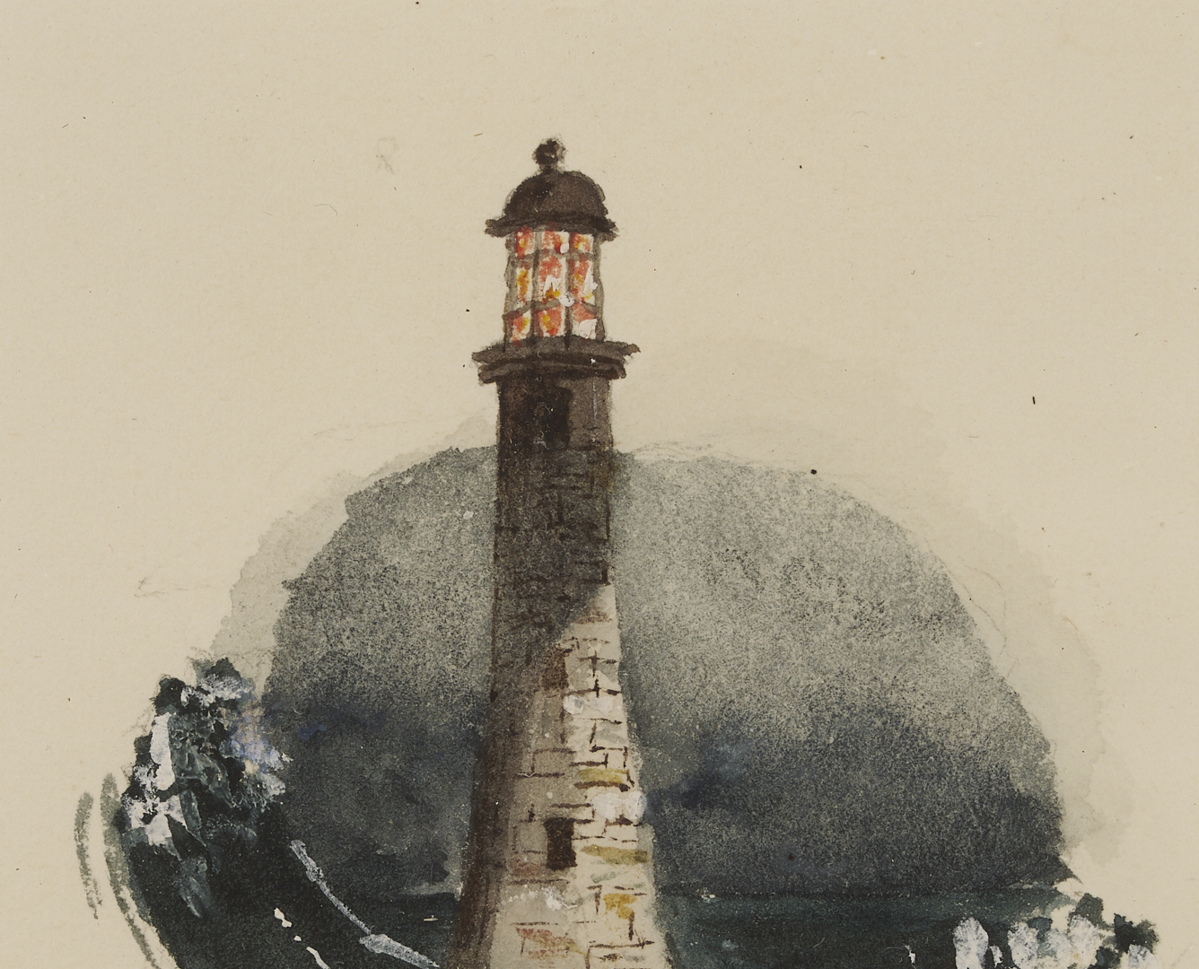 Lot 957: 2 Xanthus Smith Miniature Marine Paintings, Outward Bound & Edy Lighthouse, 1851