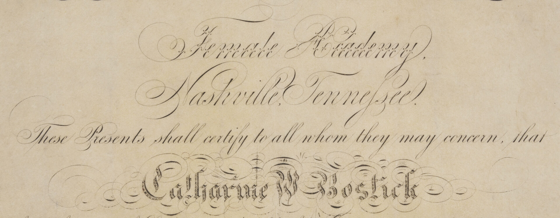 Lot 961: Portrait of Mary Halbert Lewis of Nashville & Nashville Female Academy Diploma