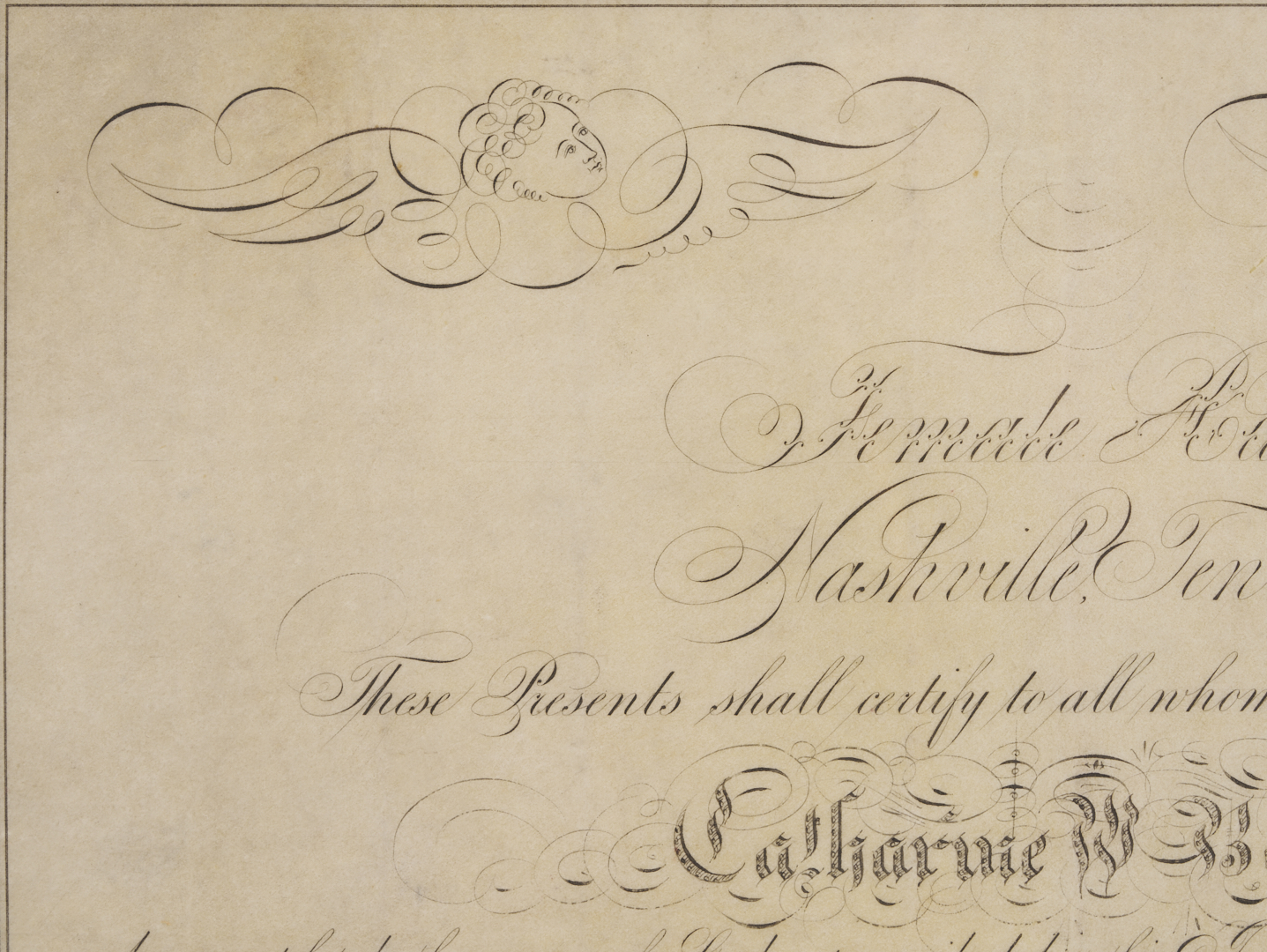 Lot 961: Portrait of Mary Halbert Lewis of Nashville & Nashville Female Academy Diploma