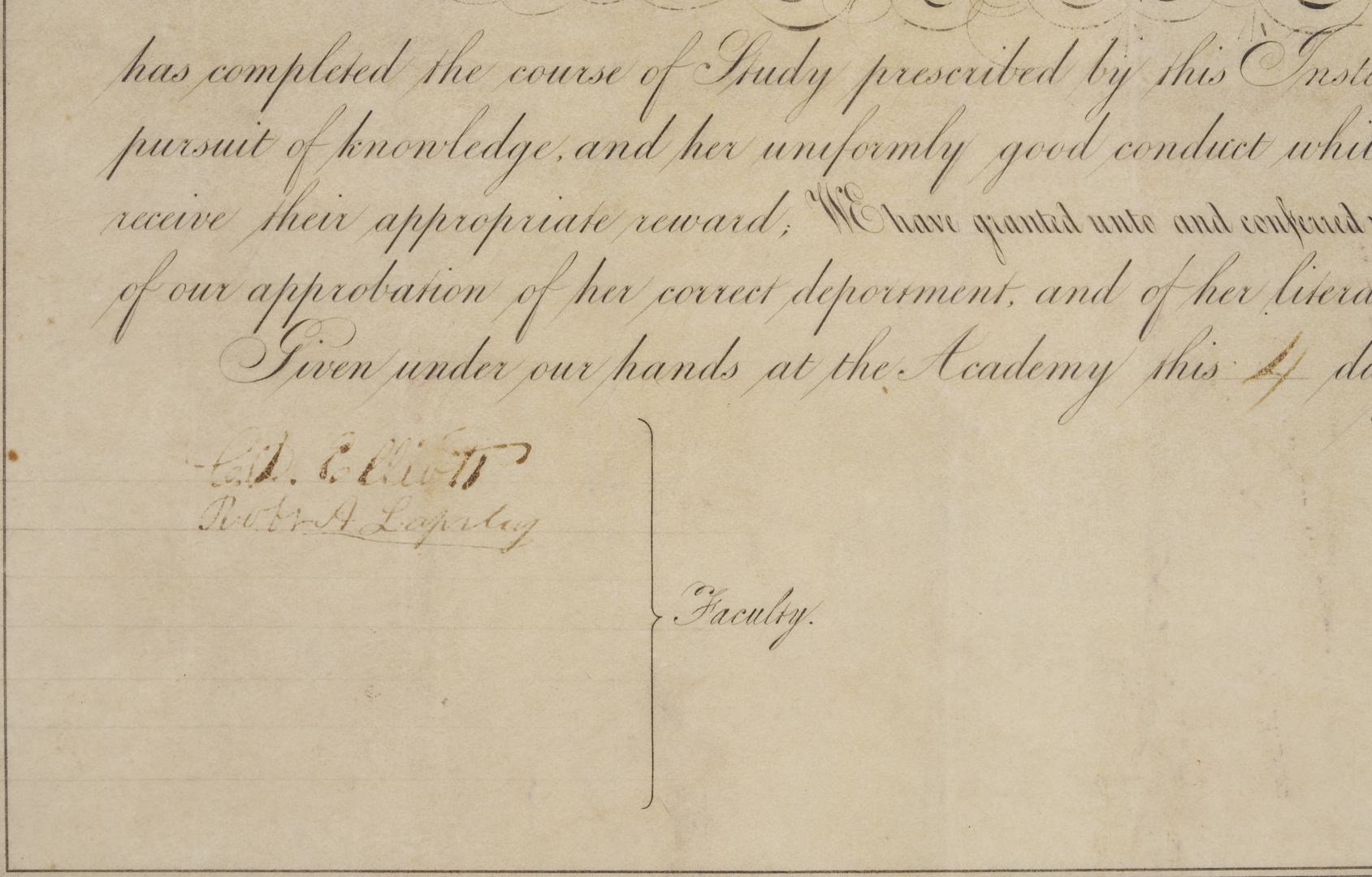 Lot 961: Portrait of Mary Halbert Lewis of Nashville & Nashville Female Academy Diploma