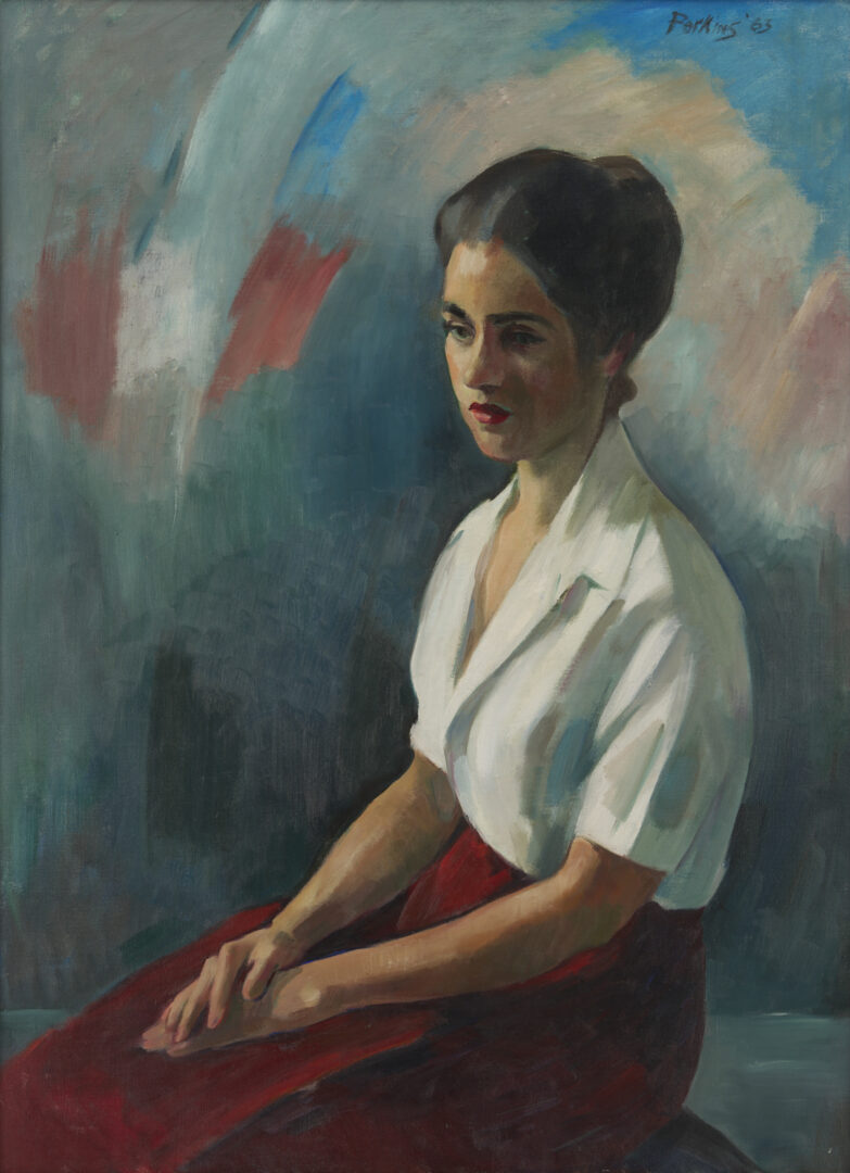 Lot 965: Philip Perkins Oil Portrait of Eugenia Moore
