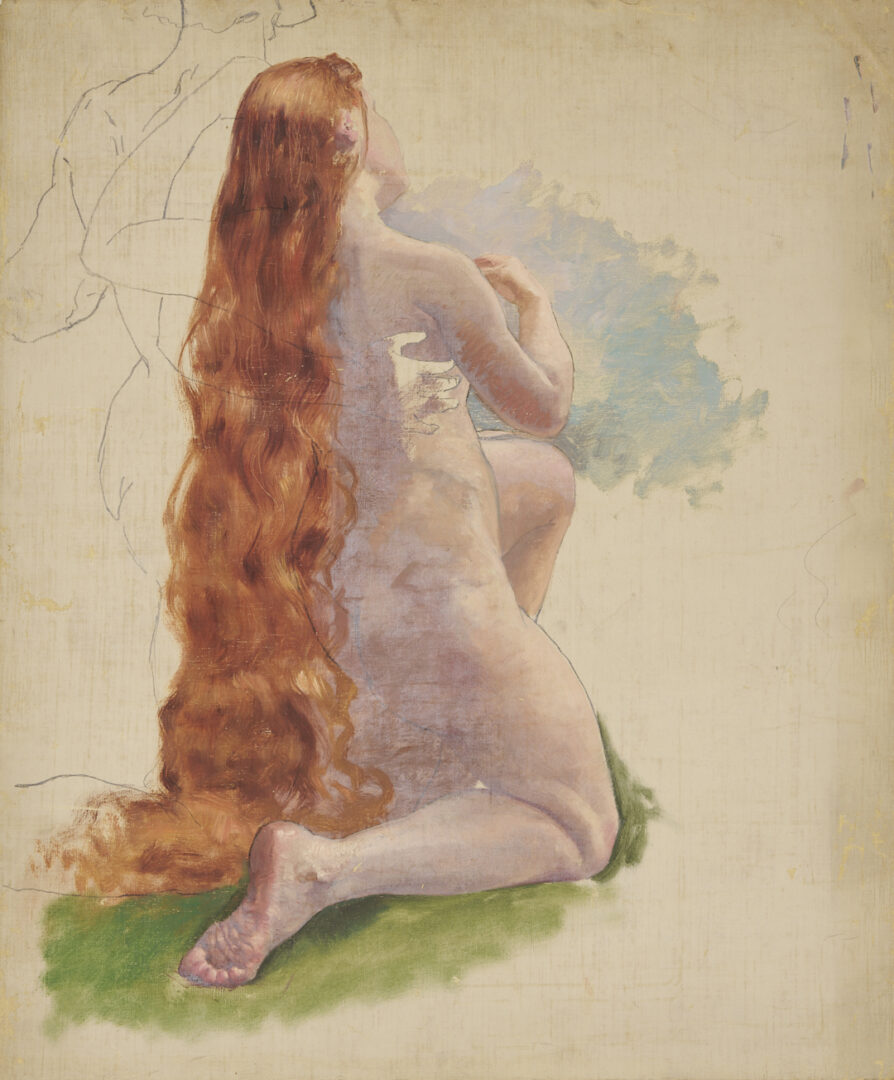 Lot 967: 5 Carl Gutherz Studies For Evening of the Sixth Day & Cupid Band Incl. Eve O/C Painting