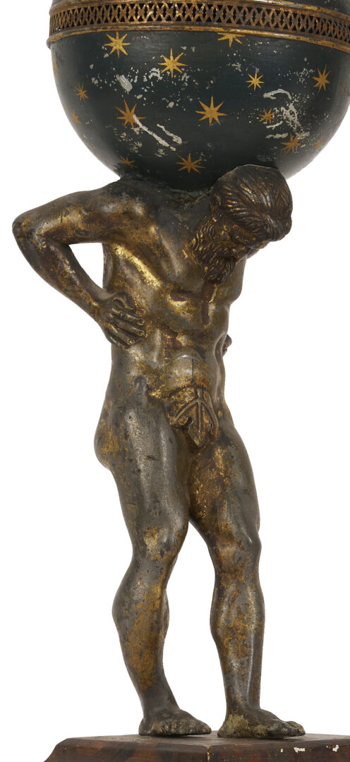 Lot 969: Pair of Gilt and Patinated Bronze Atlas Lamps