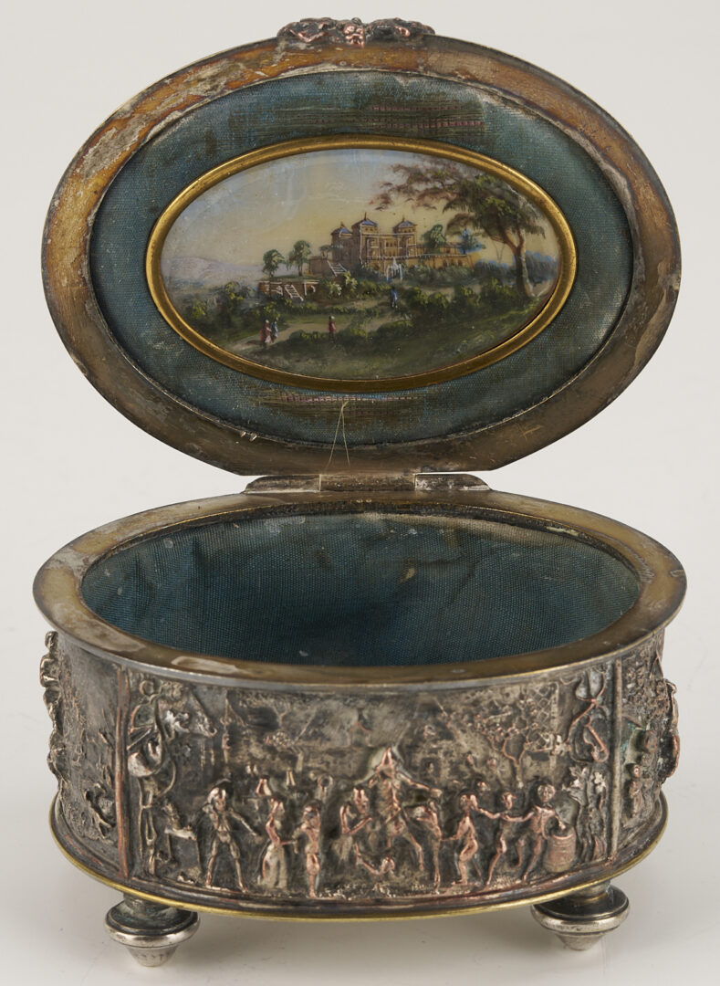 Lot 971: Chinese Silver Jar plus European Box with Miniature Watercolor to Interior