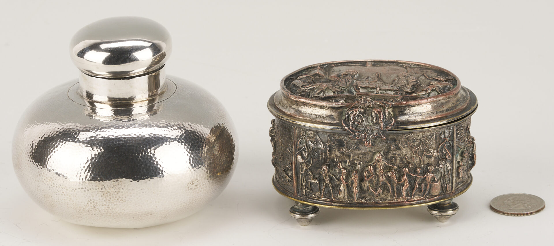 Lot 971: Chinese Silver Jar plus European Box with Miniature Watercolor to Interior