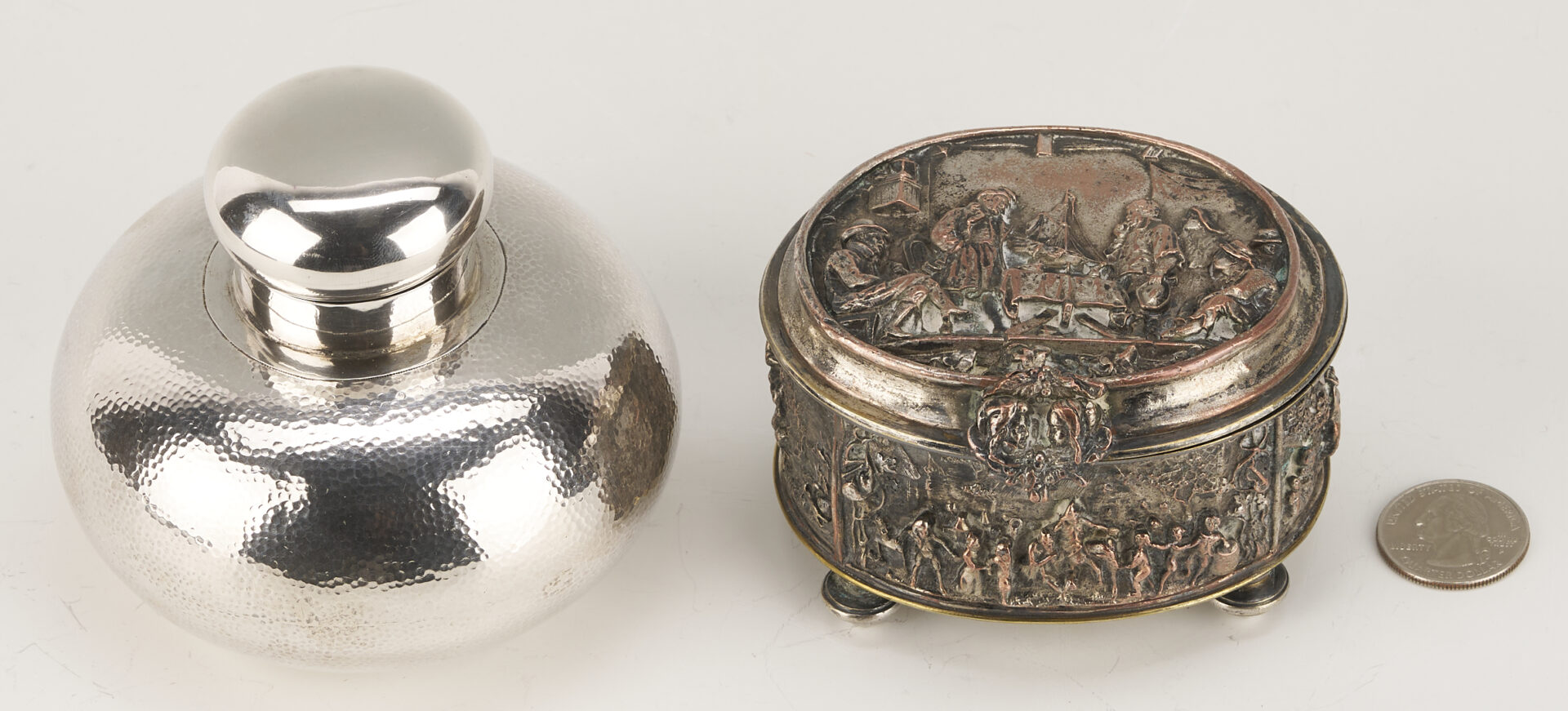 Lot 971: Chinese Silver Jar plus European Box with Miniature Watercolor to Interior