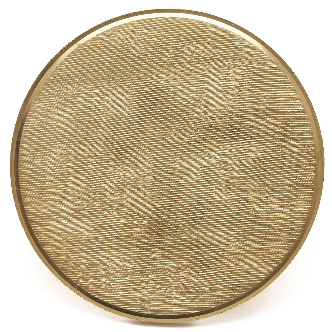 Lot 973: Pr. 14K Brushed Gold Button Earrings & 14K Brushed Gold Round Brooch