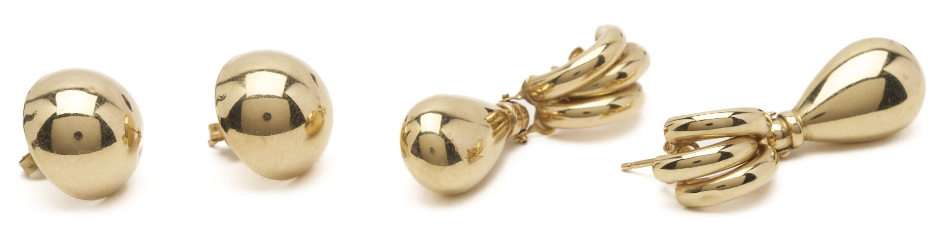 Lot 975: 5 Pairs 14K Gold Earrings