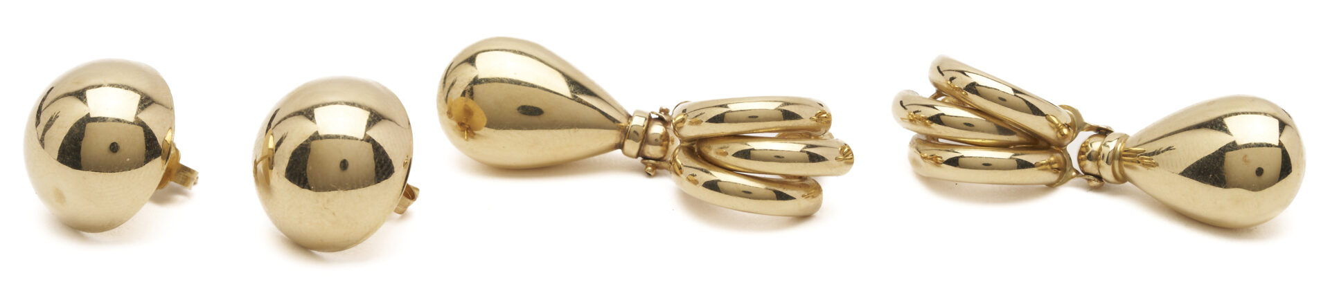 Lot 975: 5 Pairs 14K Gold Earrings