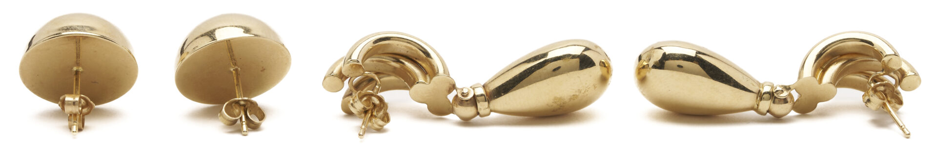 Lot 975: 5 Pairs 14K Gold Earrings