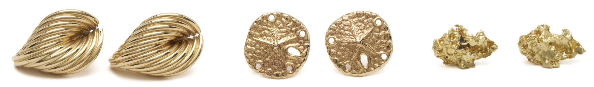Lot 975: 5 Pairs 14K Gold Earrings