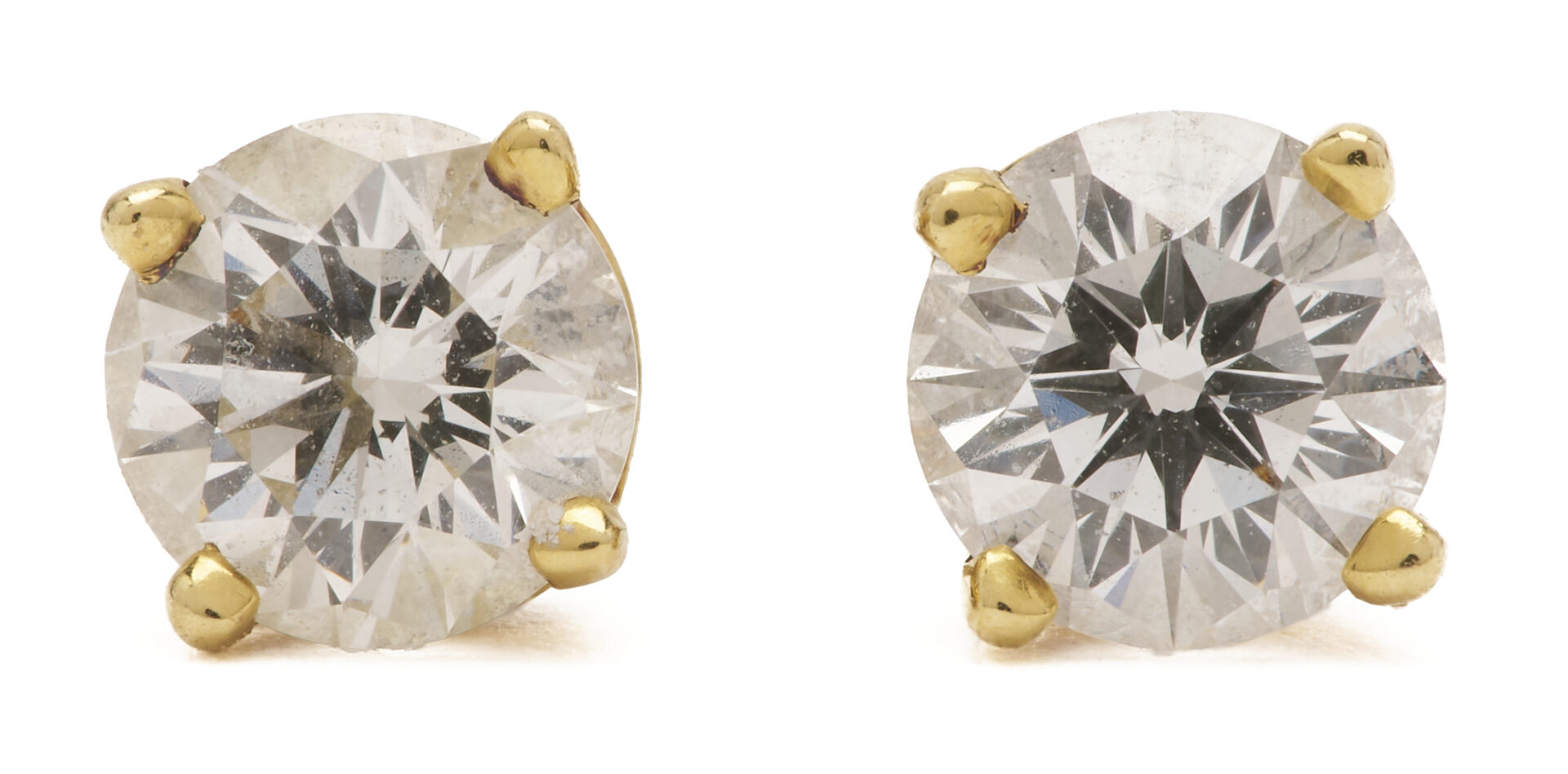 Lot 976: Pair of Tiffany & Co. 18K Gold & Diamond Stud Earrings