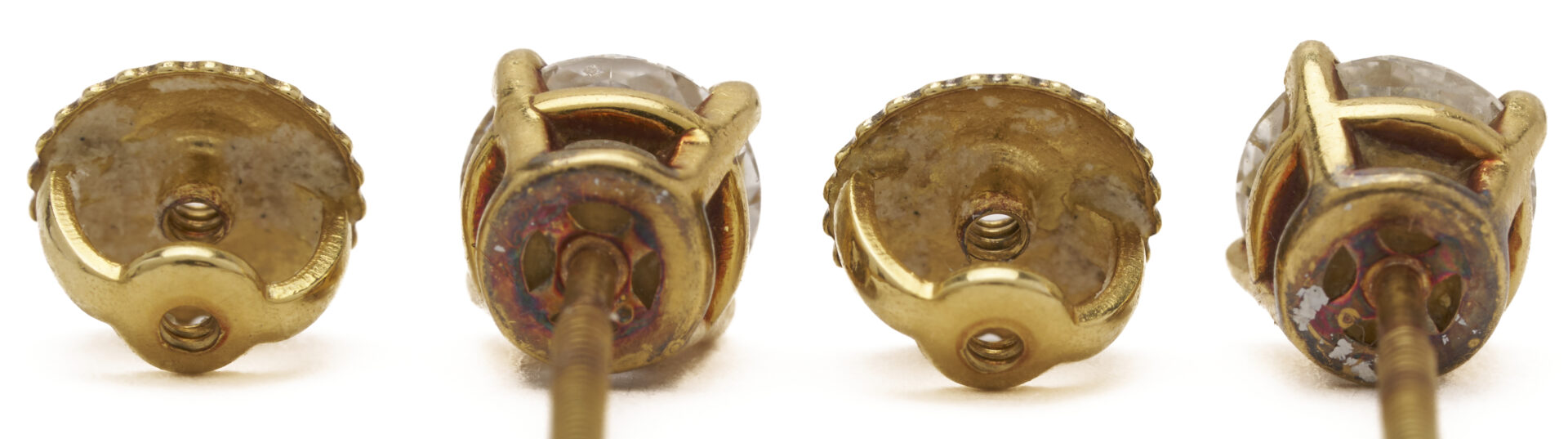 Lot 976: Pair of Tiffany & Co. 18K Gold & Diamond Stud Earrings