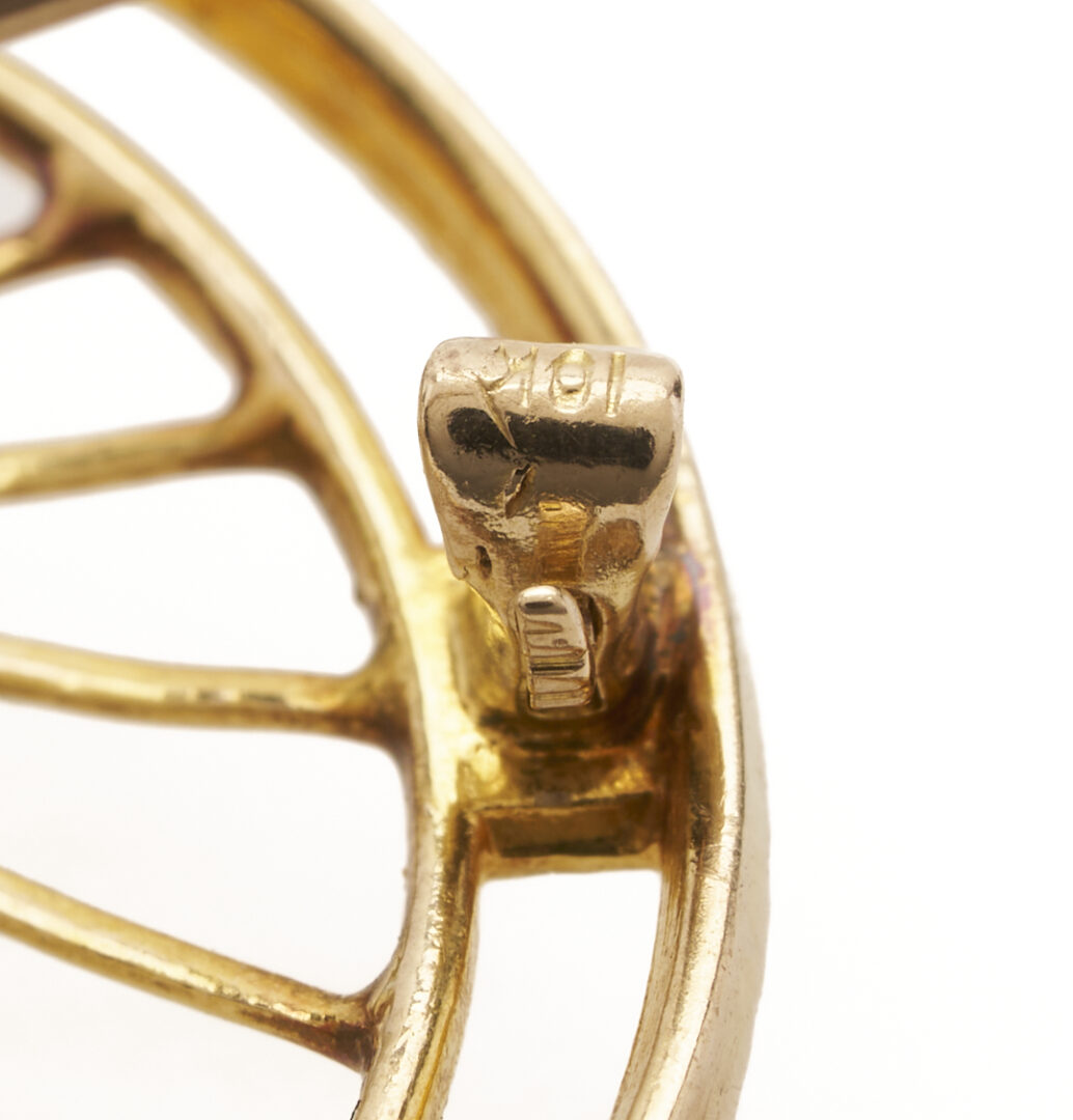 Lot 977: 14K Emerald Ring, 14K Italian Chain, and 10K Diamond and Seed Pearl Brooch