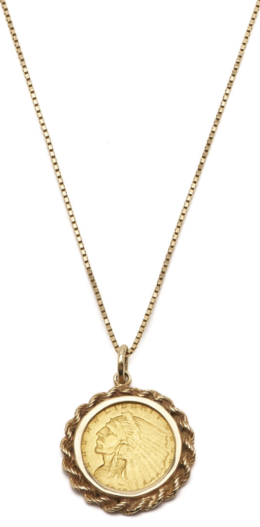 Lot 978: 2 1/2 Dollar- Indian Chief Gold Coin Necklace