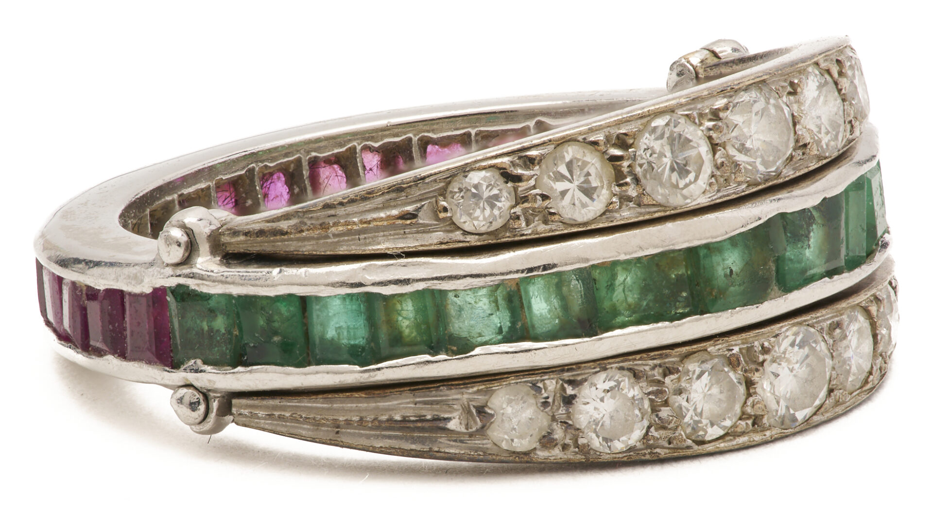 Lot 979: Emerald, Ruby, & Diamond Flip Ring