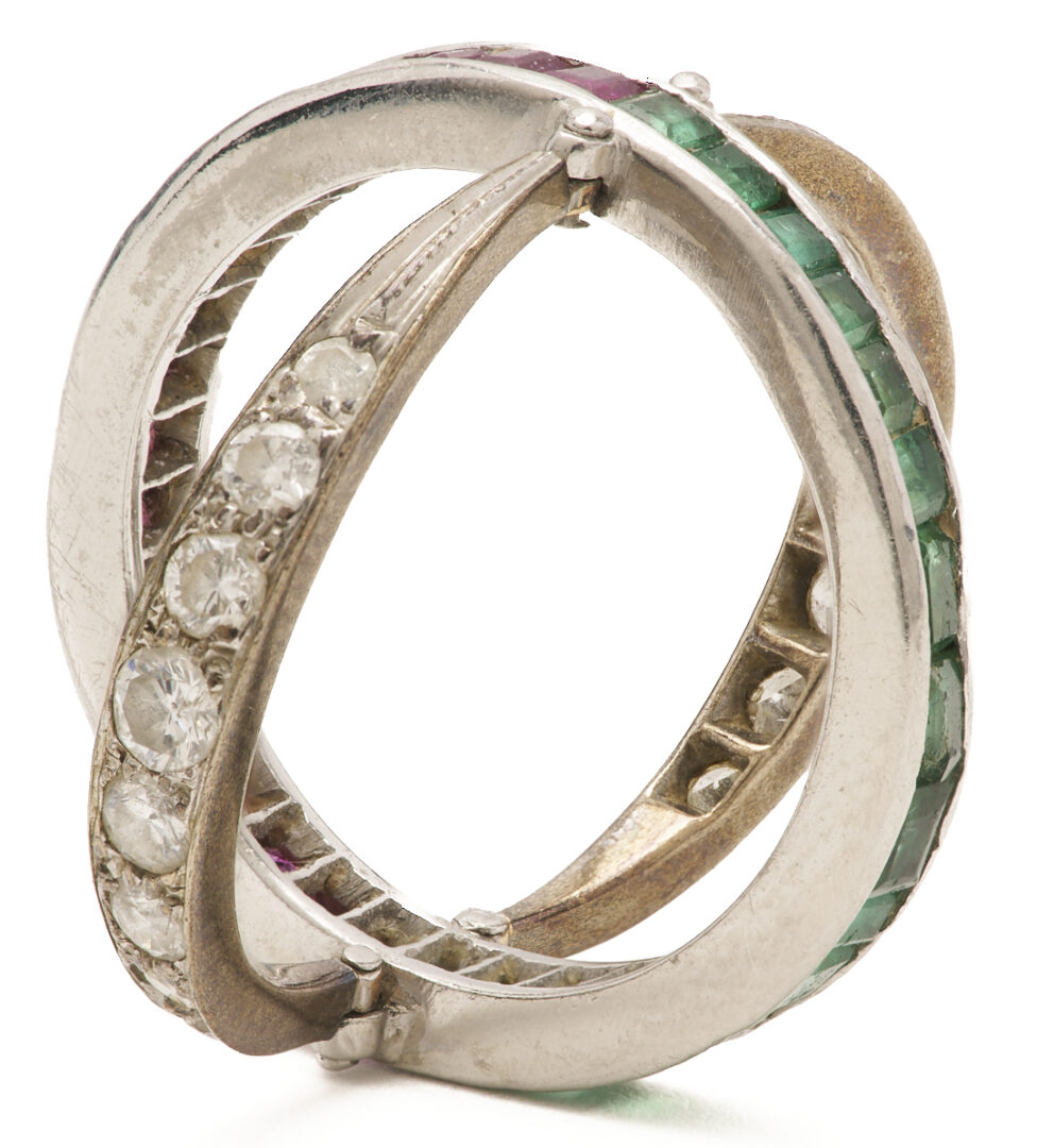 Lot 979: Emerald, Ruby, & Diamond Flip Ring