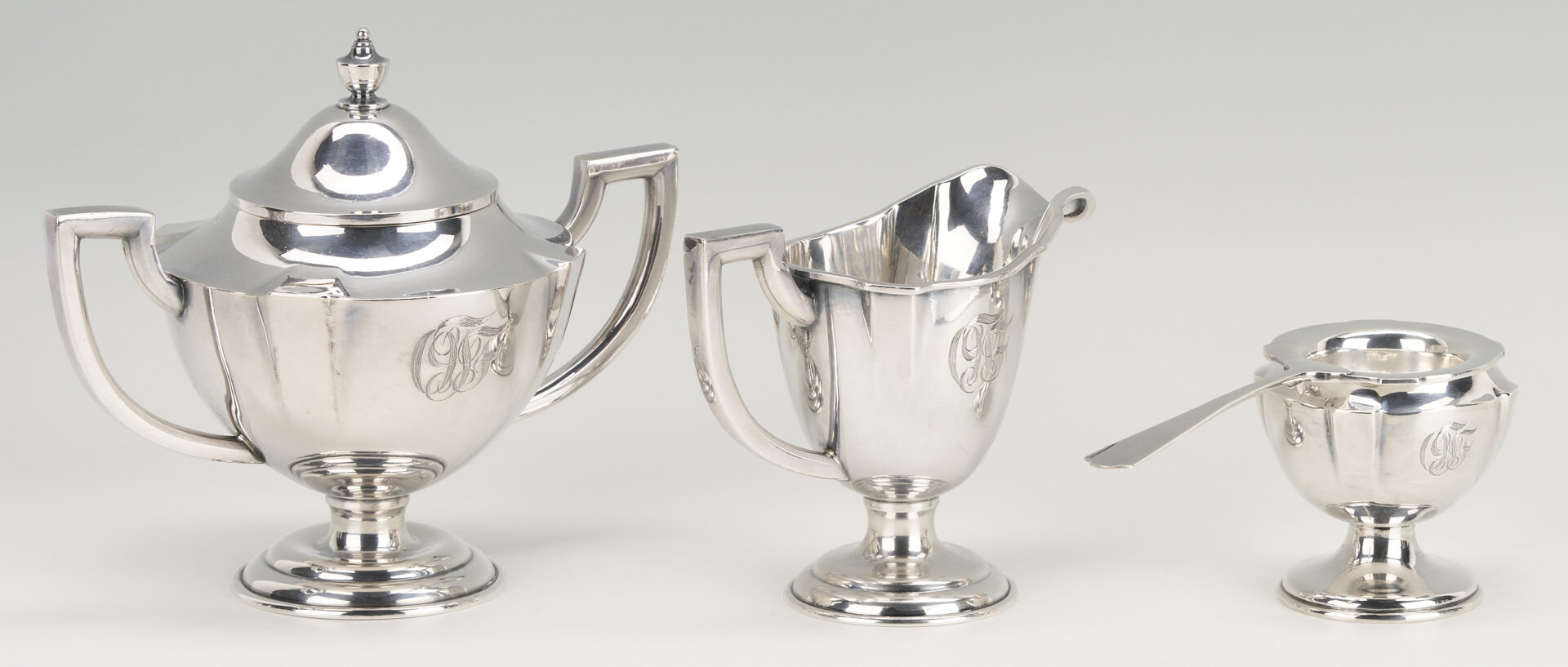 Lot 97: 5-Piece Japanese .950 Sterling Tea Set w/ Plated Tray