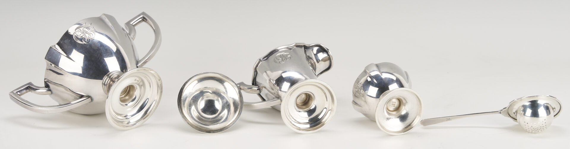 Lot 97: 5-Piece Japanese .950 Sterling Tea Set w/ Plated Tray