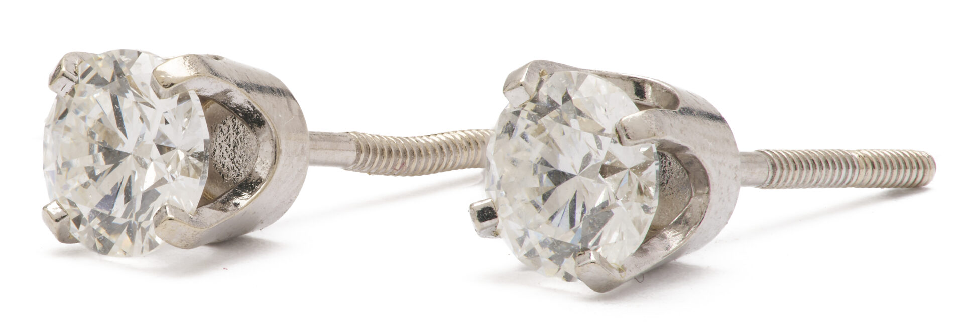 Lot 983: 14K White Gold Diamond Stud Earrings