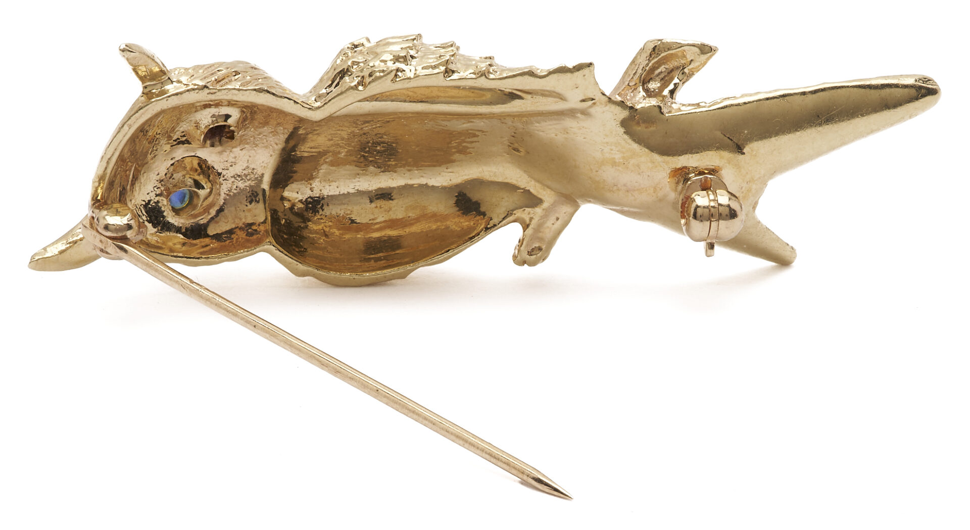 Lot 985: Ladies’ 14K Gold & Sapphire Owl Brooch