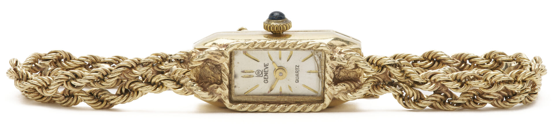 Lot 987: 14K Gold Geneve Quartz Watch w/ 14K Gold Band