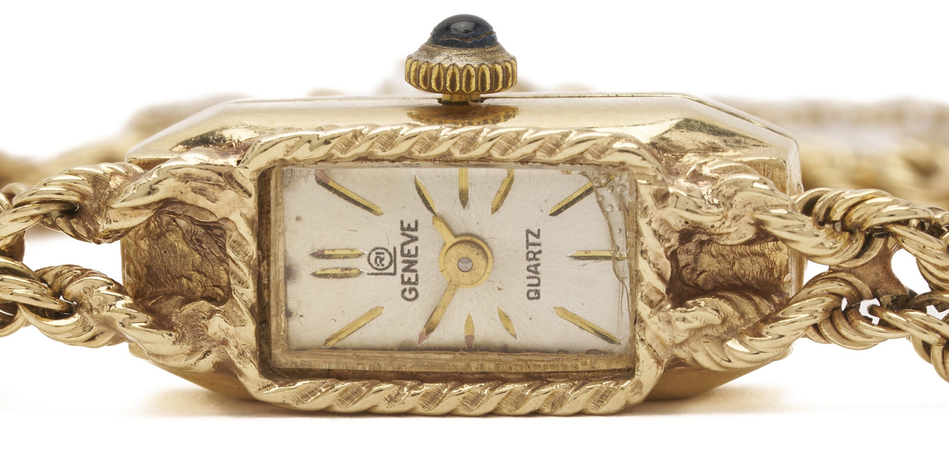 Lot 987: 14K Gold Geneve Quartz Watch w/ 14K Gold Band