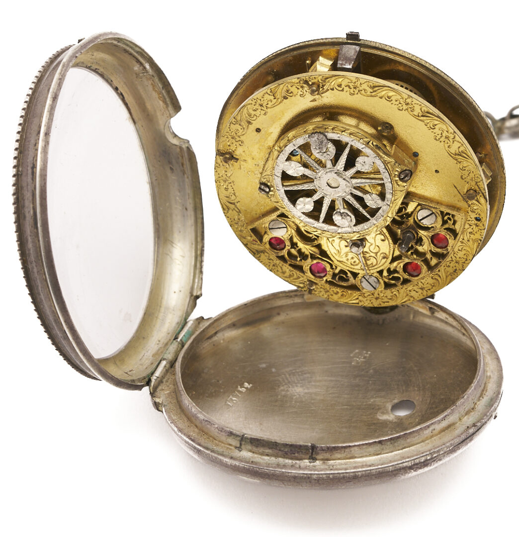 Lot 991: Antique Fusee Pocket Watch w/ Enamel Painted Dial