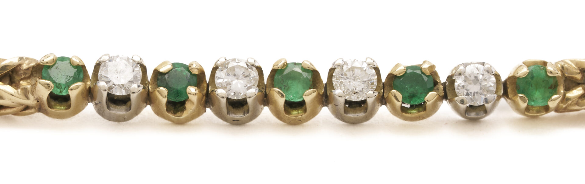 Lot 993: 14K Emerald and Diamond Foxtail Bracelet