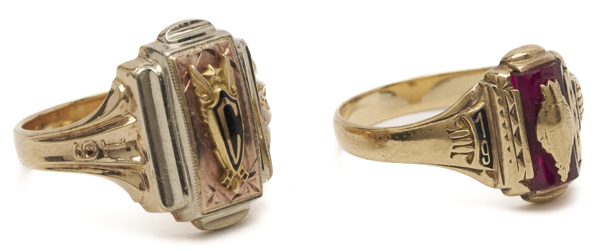 Lot 997: 2 Josten 10K Class Rings & 10K Sigma Nu Lapel Pin
