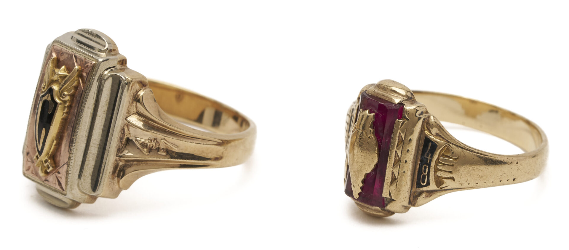 Lot 997: 2 Josten 10K Class Rings & 10K Sigma Nu Lapel Pin
