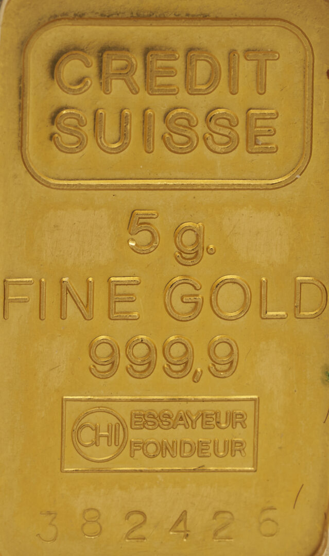 Lot 998: Credit Suisse 5 Gram .9999 Gold Bar Pendant