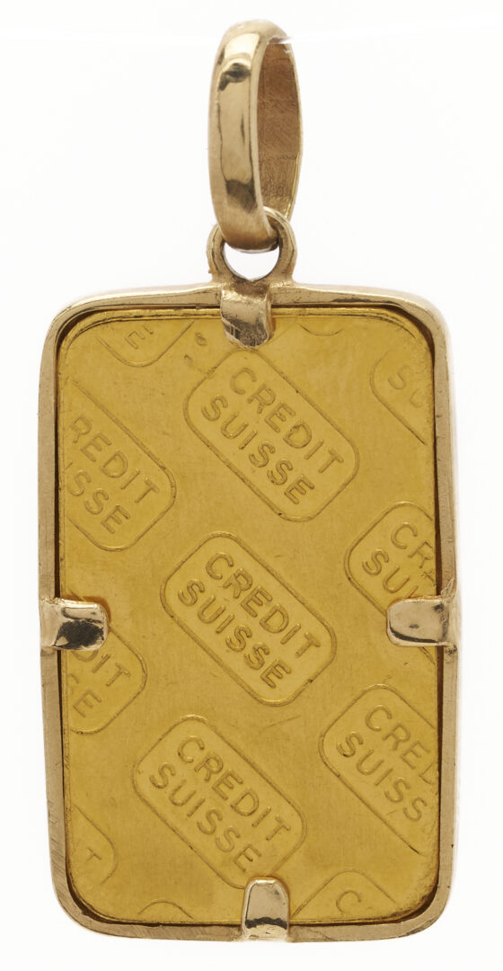 Lot 998: Credit Suisse 5 Gram .9999 Gold Bar Pendant