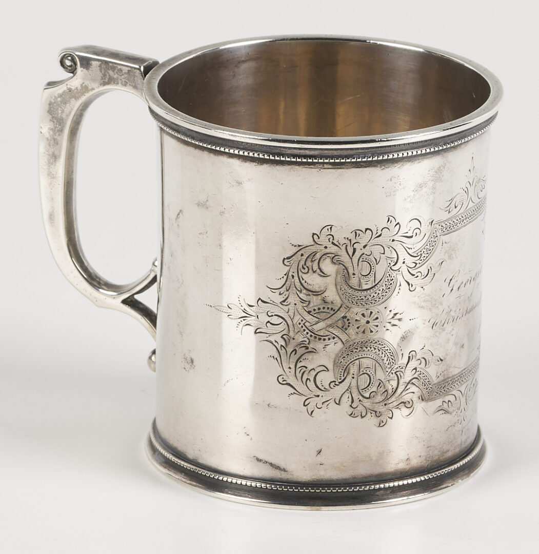 Lot 1000: 8 pcs. Coin and Sterling Silver, Cup and Spoons