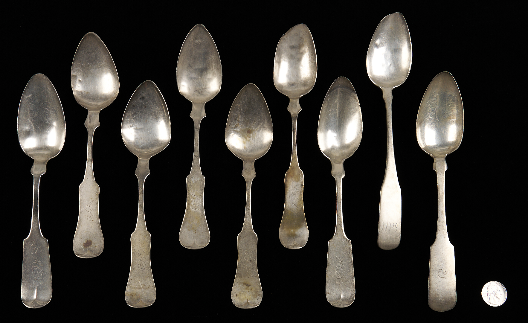 Lot 1002: 9 Coin Silver Spoons Incl. Alabama
