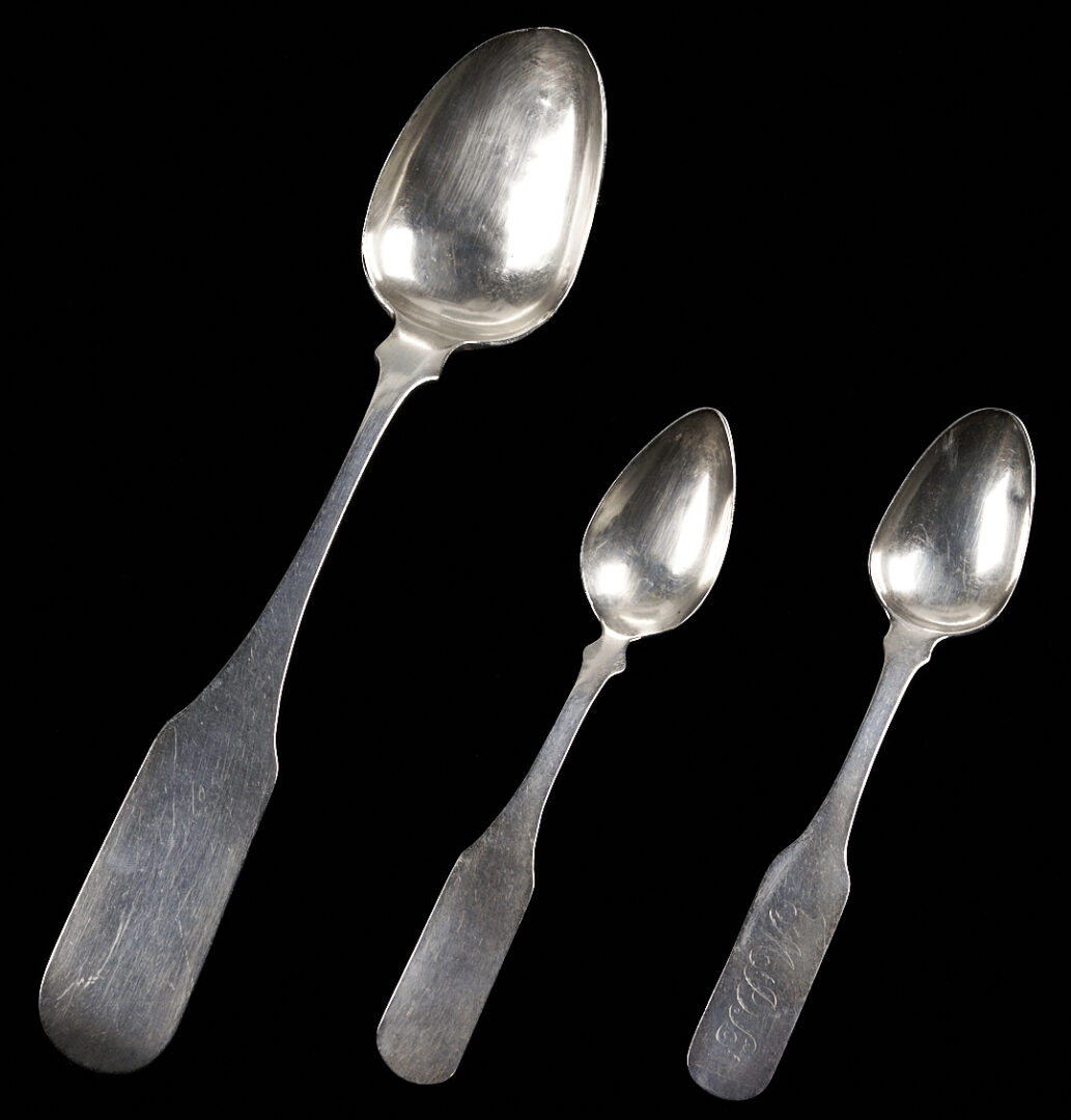 Lot 1004: 14 East Tennessee Coin Silver Spoons, J.B. Wells