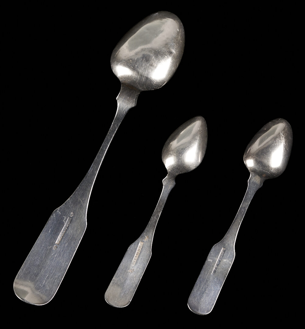 Lot 1004: 14 East Tennessee Coin Silver Spoons, J.B. Wells