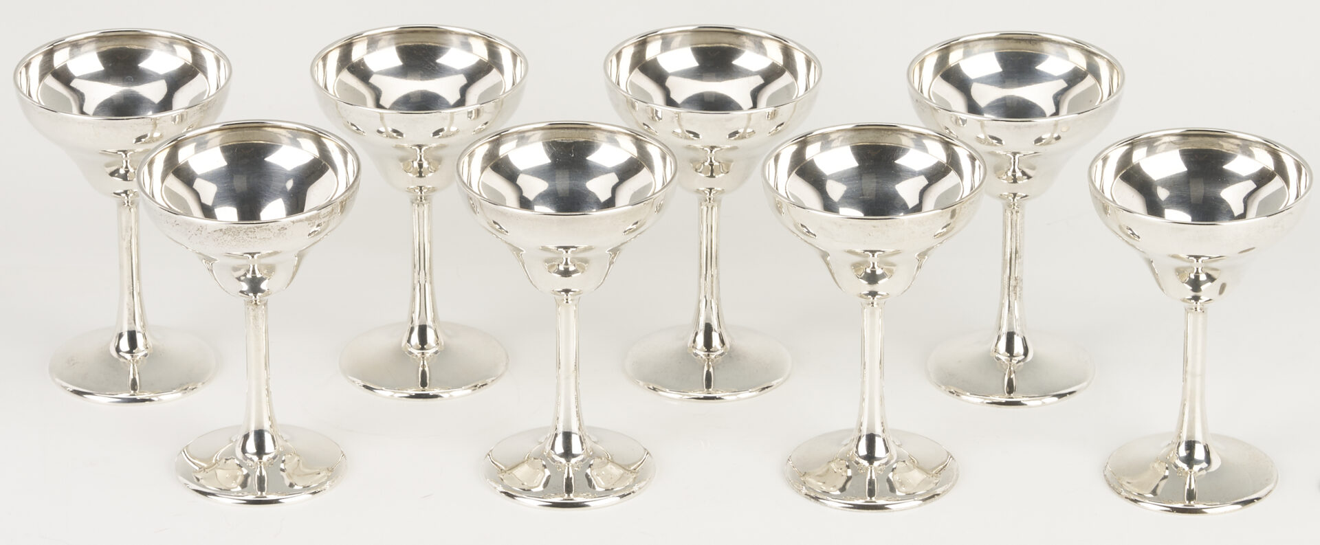 Lot 1007: 8 Frank Smith Mid Century Sterling Champagne or Cordial Goblets
