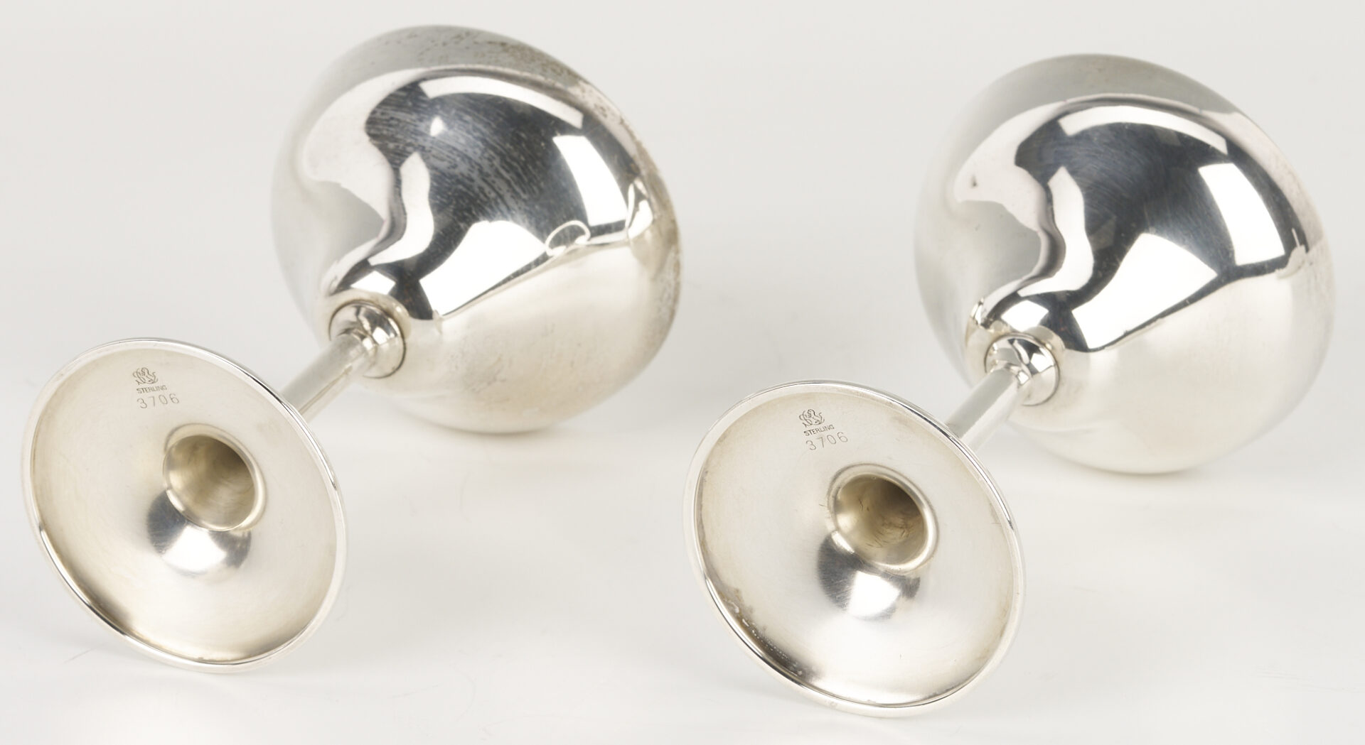 Lot 1007: 8 Frank Smith Mid Century Sterling Champagne or Cordial Goblets