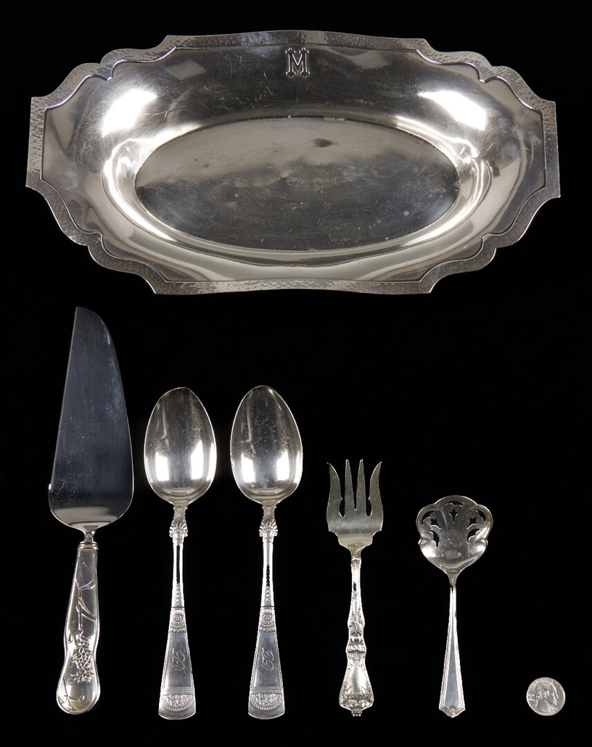 Lot 1009: Shreve Sterling Bread Tray plus 5 pcs flatware