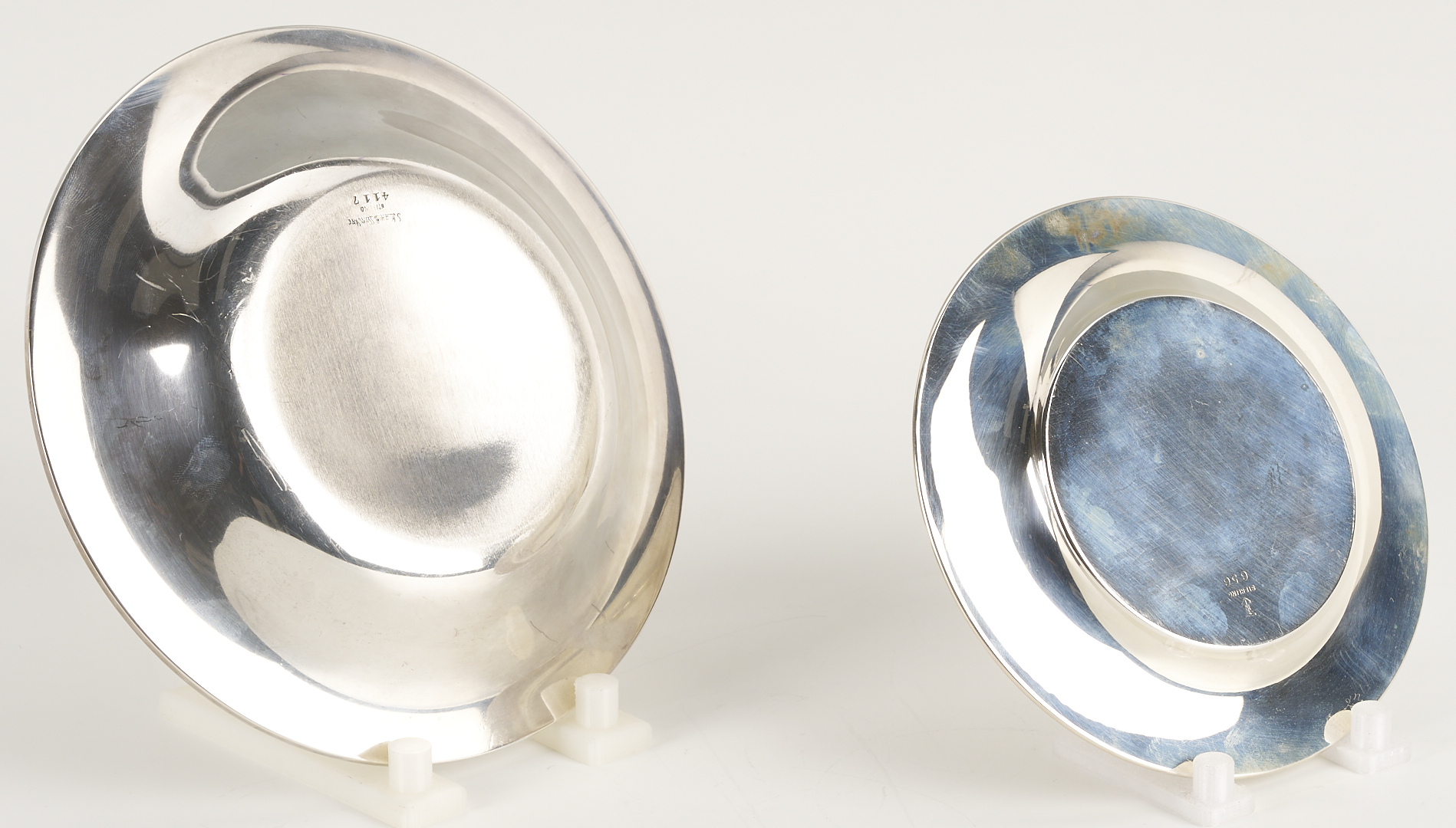 Lot 1010: 8 Antique Sterling Silver Items incl. Enameled Spoons, Napkin Rings