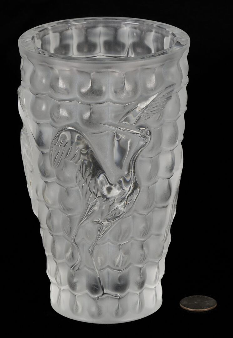 Lot 1014: Lalique Vase with Crane Design, “Ibis”