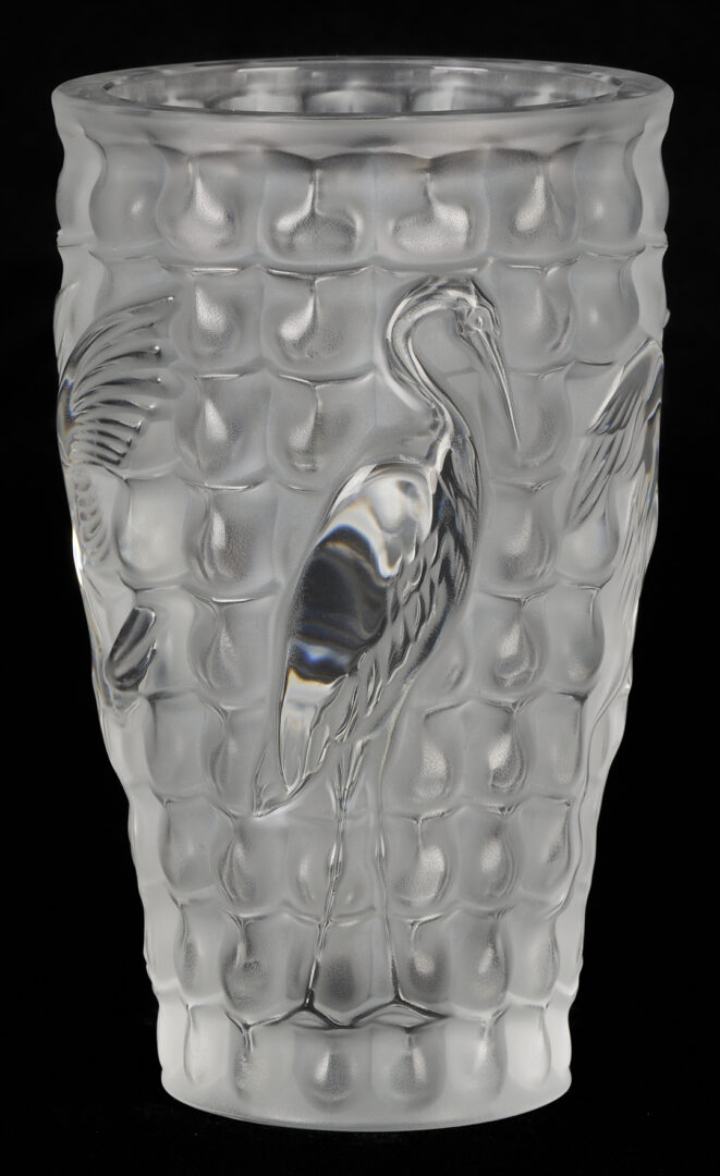 Lot 1014: Lalique Vase with Crane Design, “Ibis”