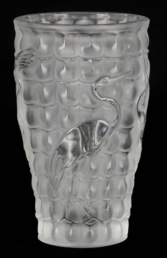 Lot 1014: Lalique Vase with Crane Design, “Ibis”