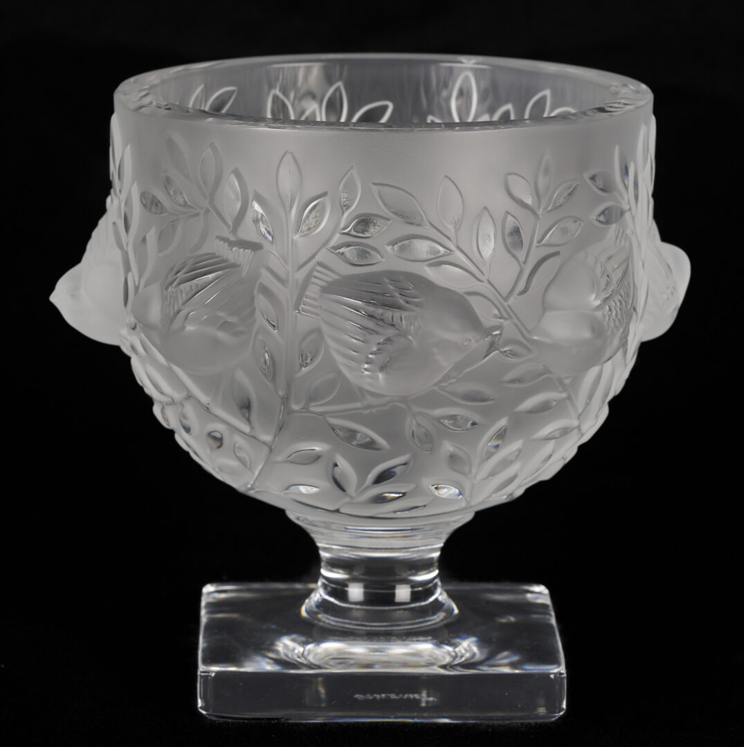 Lot 1015: Three Lalique Items: “Figuera” Vase, “Elizabeth Bowl”, “Enfants” Dresser Box