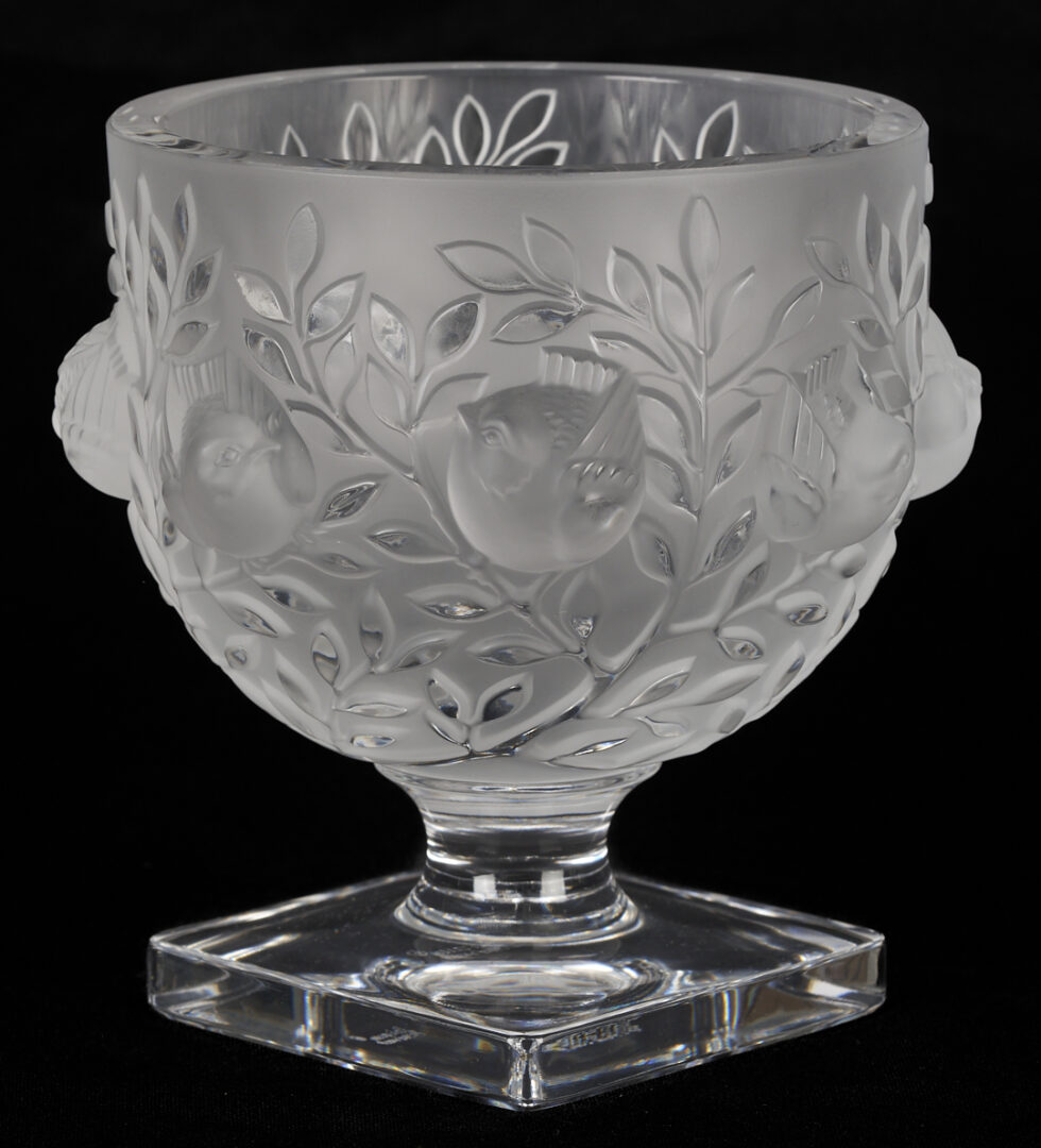 Lot 1015: Three Lalique Items: “Figuera” Vase, “Elizabeth Bowl”, “Enfants” Dresser Box