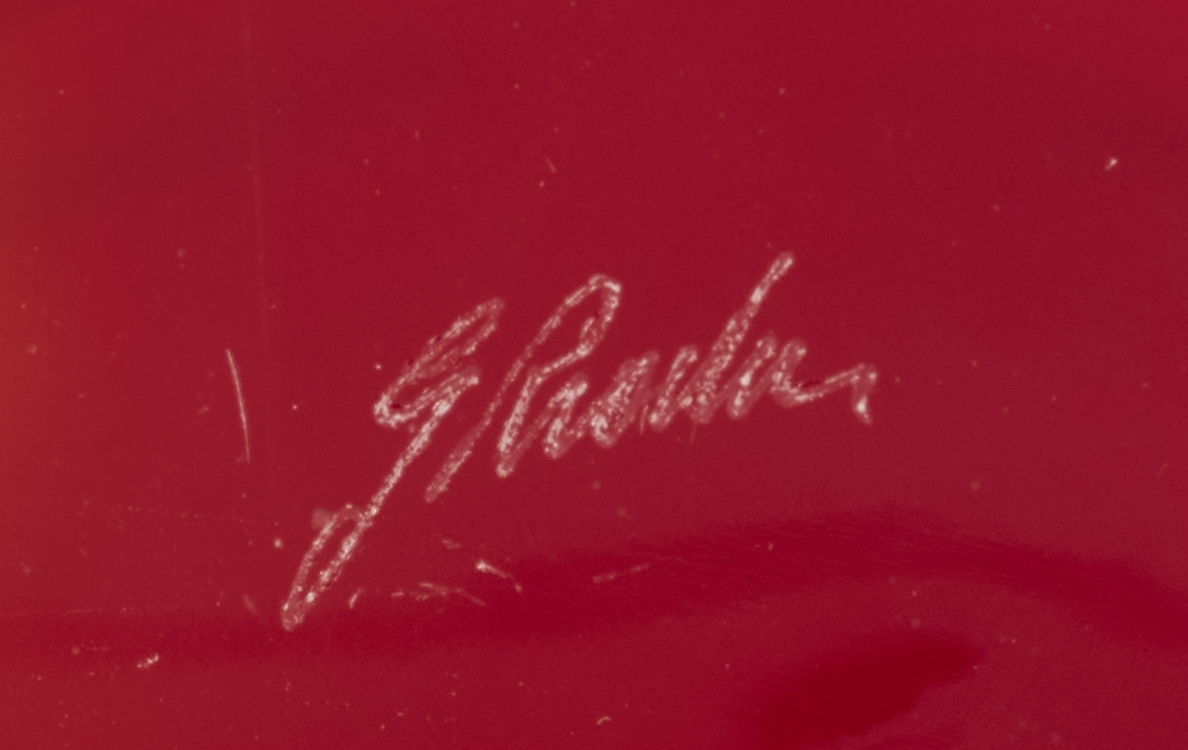 Lot 1016: Signed Large Red Art Glass Vase & Steuben Compote