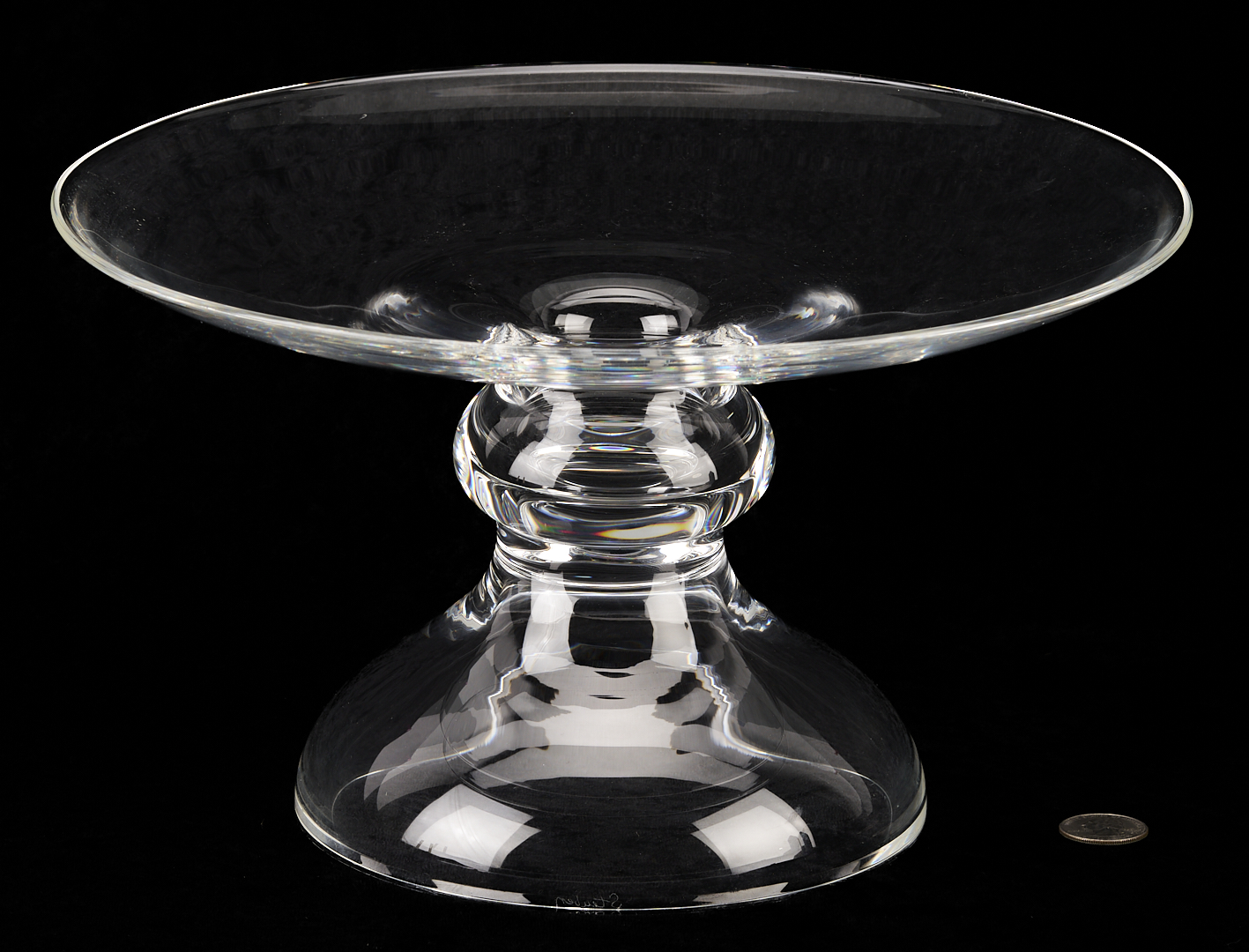 Lot 1016: Signed Large Red Art Glass Vase & Steuben Compote