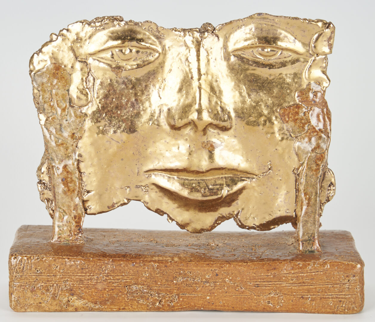Lot 1017: 2 Olen Bryant Gilt Face Mask Sculptures Incl. Signed
