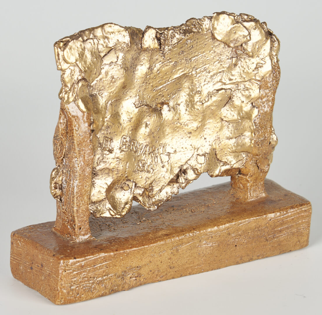 Lot 1017: 2 Olen Bryant Gilt Face Mask Sculptures Incl. Signed